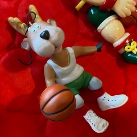 Lot of 9 * SPORTS Christmas Ornaments * FOOTBALL Basketball GOLF Bowling * SANTA - Picture 4 of 11